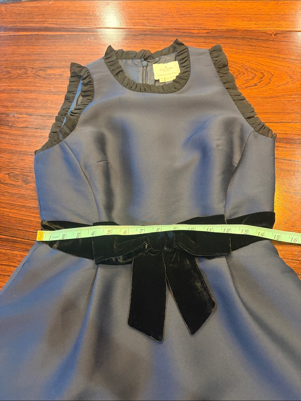 Navy Fit-and-Flare Dress with Velvet Bow Kate Spade - Picture 7 of 9